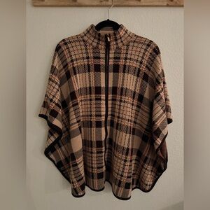 Jones New York Plaid Zip-Up Poncho- L/XL